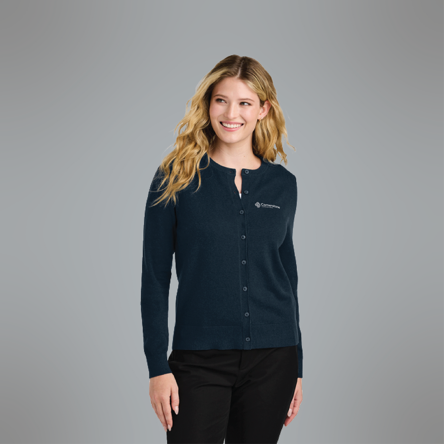 Women’s Easy Care Crewneck Cardigan Sweater