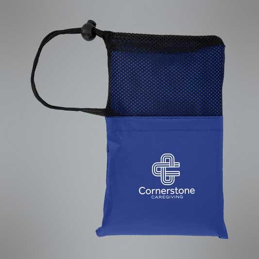 Poncho with mesh string drawstring bag